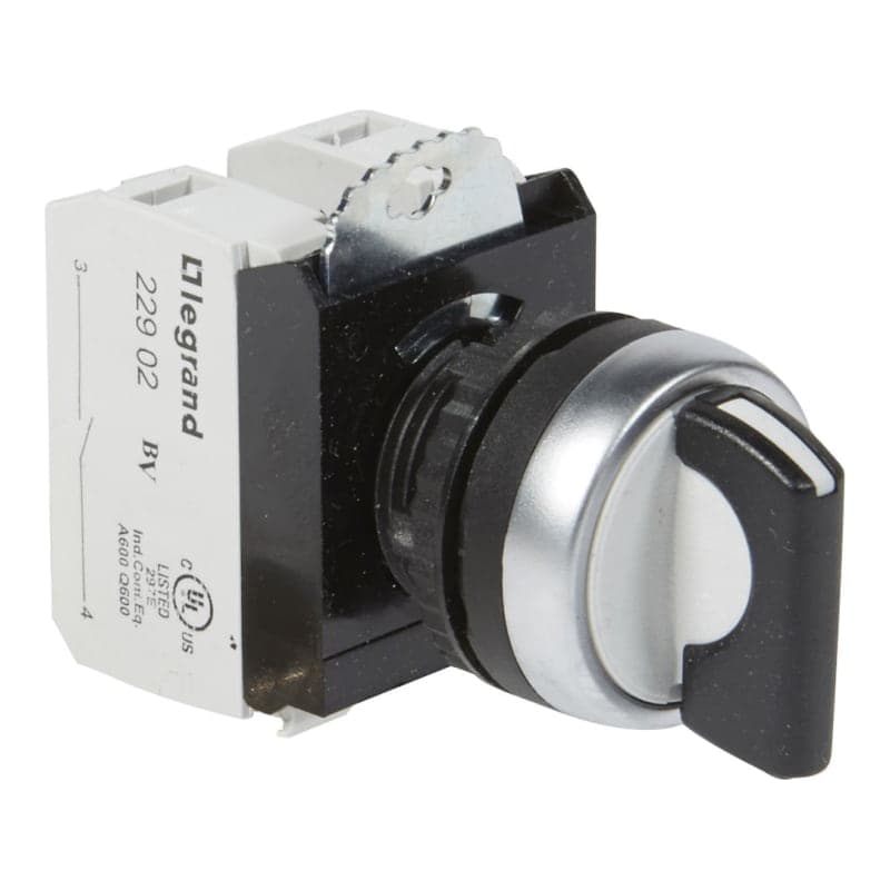 Selector giratorio completo NO LEGRAND 023732 · lum. con manija, negro 3POS, retorno al centro 2NA