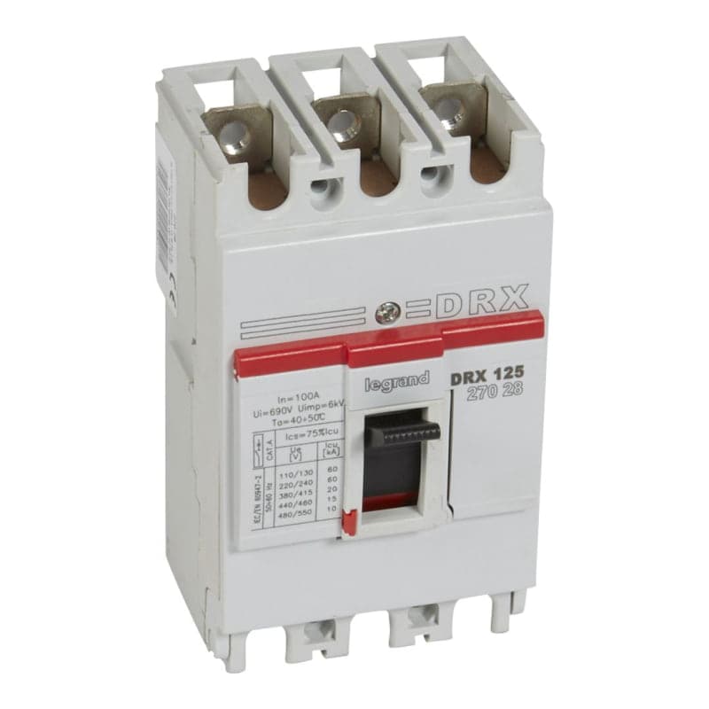 Interruptor termomagnético fijo drx LEGRAND 027028 · 125 3P, 100A, 20kA 380/415VAC