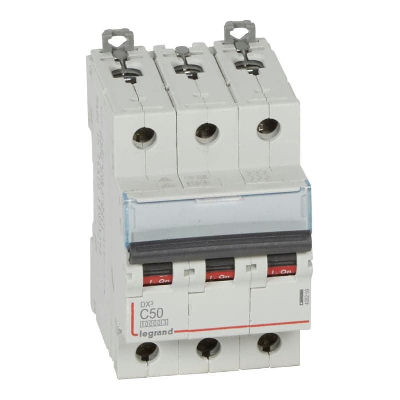 Interruptor termomagnético DIN LEGRAND 409259 · DX3 10000 C50, 3x50A, IEC 60947, 32kA/230VAC - 16kA/400VAC