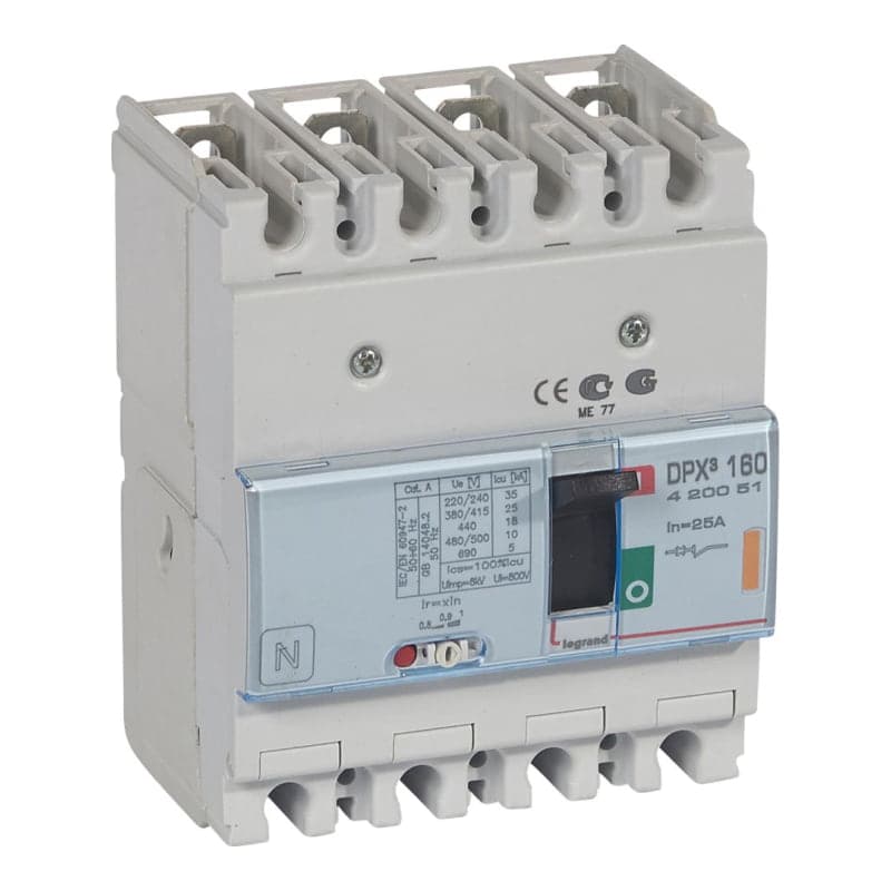 Interruptor termomagnético DPX³ LEGRAND 420051 · 160 4P, regulable de 20A A 25A 25kA/380-415VAC
