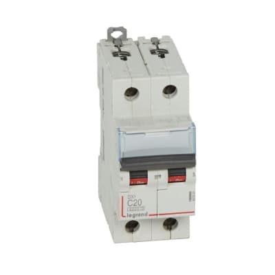 Interruptor termomagnético DIN LEGRAND 407801 · DX3 6000 C20, 2x20A, IEC 60947, 25kA/230VAC - 10kA/400VAC