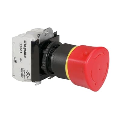 Pulsador de emergencia desenclavamiento por giro LEGRAND 023726 · 22mm-40mm 1NC+1NA