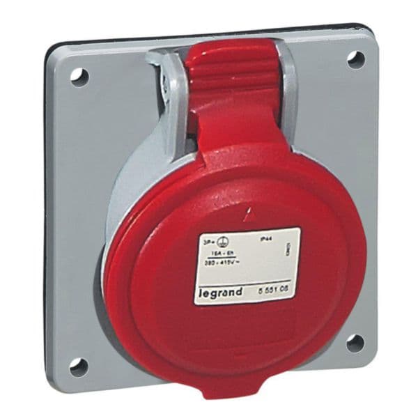 Toma empotrable LEGRAND 555288 · 3P+T de 32A 415VAC. rojo IP44 tempra