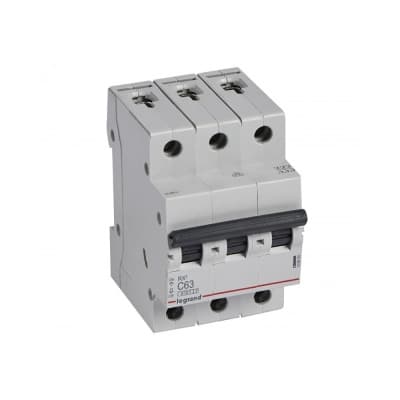 Interruptor termomagnético para riel DIN LEGRAND 419890 · RX3 C63 3x63A 10kA/230VAC