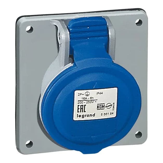 Toma empotrar LEGRAND 555185 · 3P+T 16A 250VAC IP44 azul 9H P17