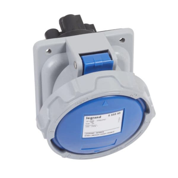 Toma de empotrar LEGRAND 555585 · 3P+T 63A 250VAC IP67 azul 9H
