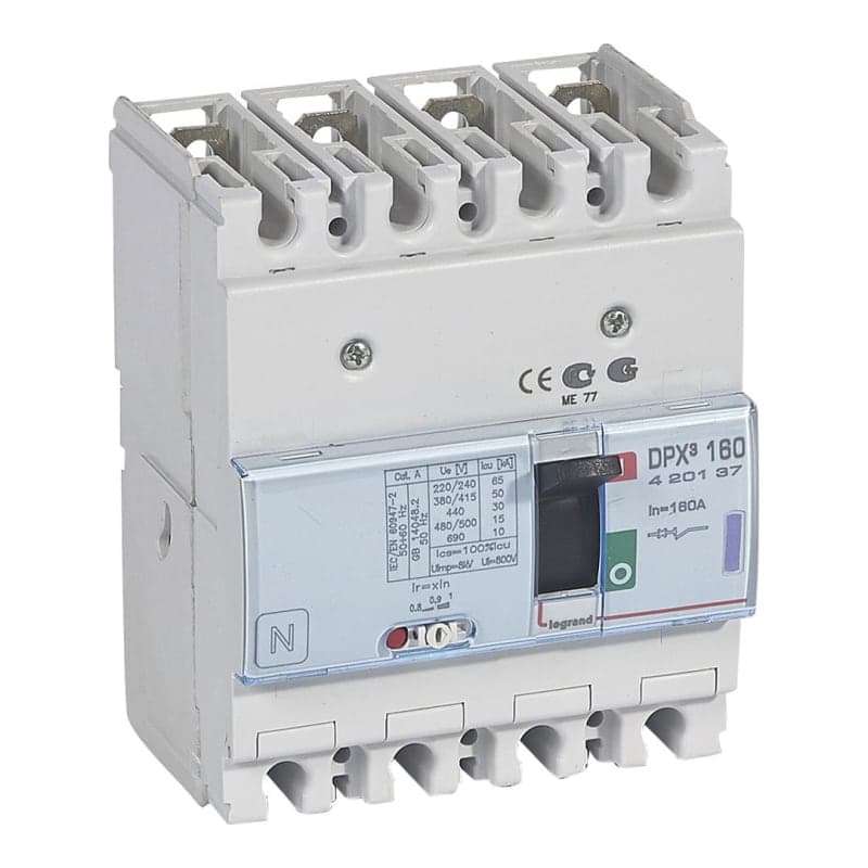 Interruptor termomagnético LEGRAND 420137 · DPX3 160 4P regulable de 128A a 160A. 50kA