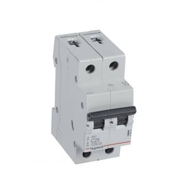 Interruptor termomagnético para riel DIN LEGRAND 419875 · RX3 C25 2x25A 10kA/230VAC