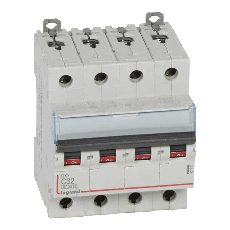 Interruptor termomagnético DIN LEGRAND 407931 · DX3 6000 C32, 4x32A, IEC 60947, 25kA/230VAC - 10kA/400VAC
