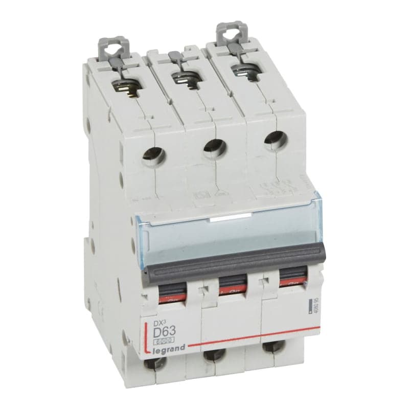 Interruptor termomagnético DIN LEGRAND 408095 · DX3 6000 D63, 3x63A, IEC 60947, 25kA/230VAC - 10kA/400VAC