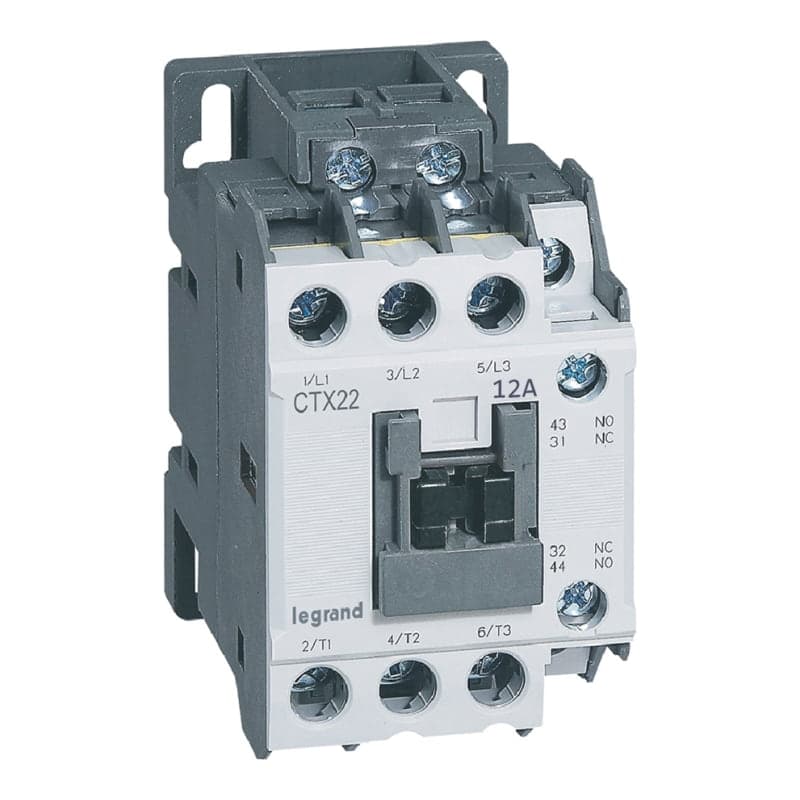 Contactor tripolar LEGRAND 416096 · 12A/AC3 bobina 230VAC 1NA+1NC mod. CTX3-22