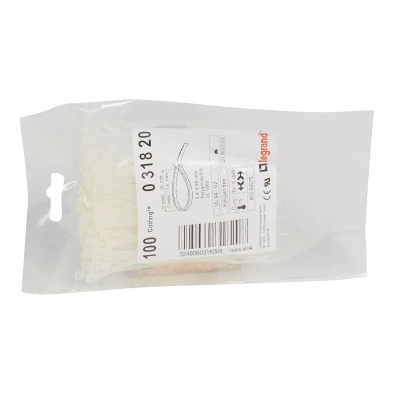 Cintillo amarracable incoloro colring LEGRAND 031820 · 2.4x95 (ANCHO X LARGO) - por unidad