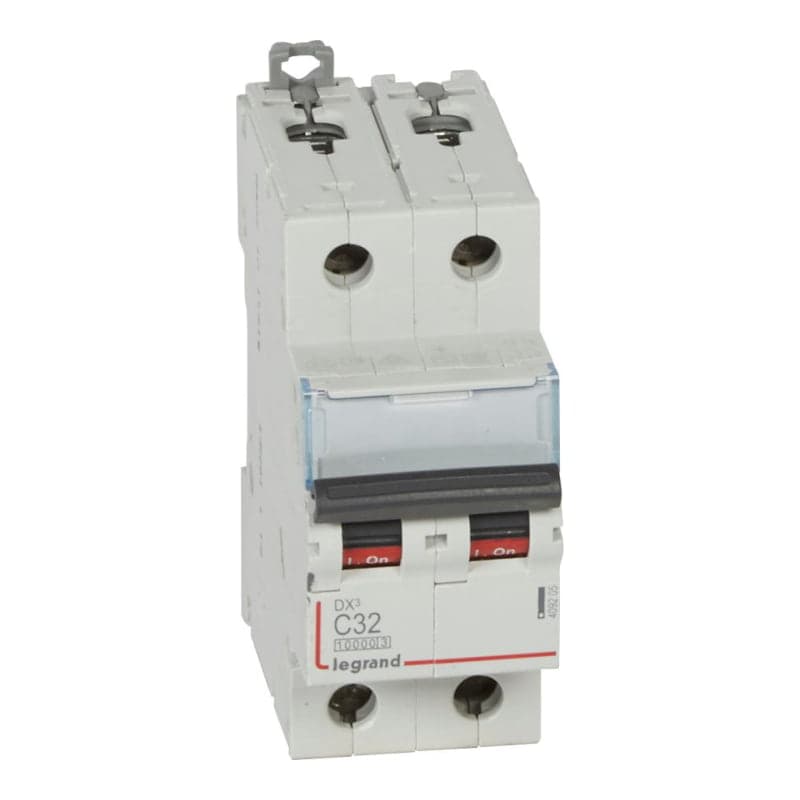 Interruptor termomagnético DIN LEGRAND 409205 · DX3 10000 C32, 2x32A, IEC 60947, 32kA/230VAC - 16kA/400VAC