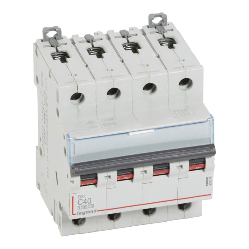 Interruptor termomagnético DIN LEGRAND 409340 · DX3 10000 C40, 4x40A, IEC 60947, 32kA/230VAC - 16kA/400VAC