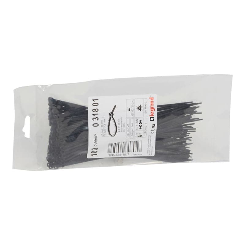 Cintillo amarracable LEGRAND 031801 · negro colring 2.4x140 (ANCHO X LARGO) - por unidad