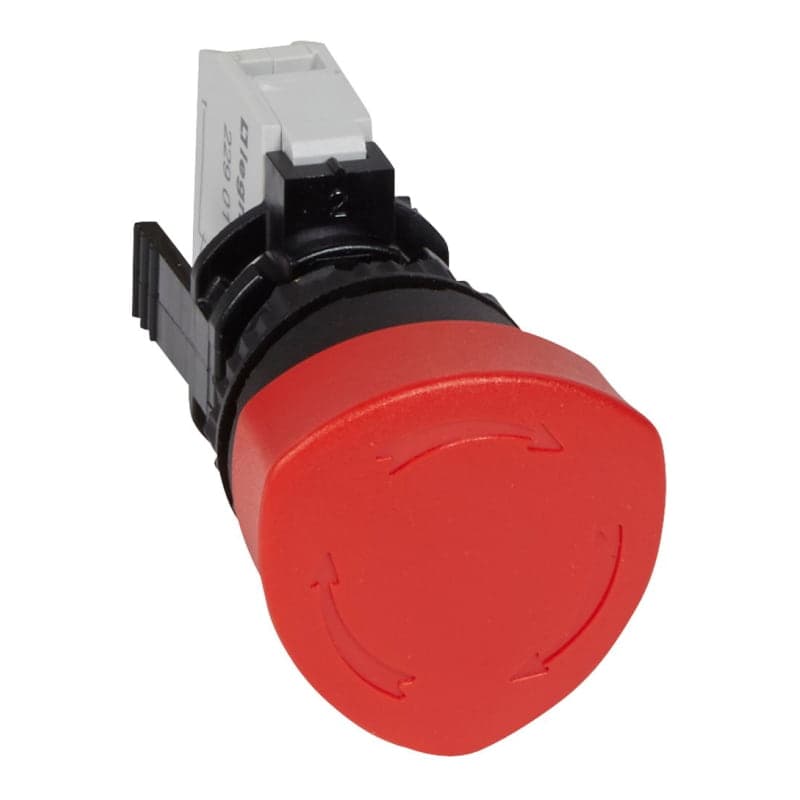 Pulsador para parada de emergencia golpe de puño LEGRAND 023720 · con enganche PULSAR-GIRAR,ROJO d=40mm NC