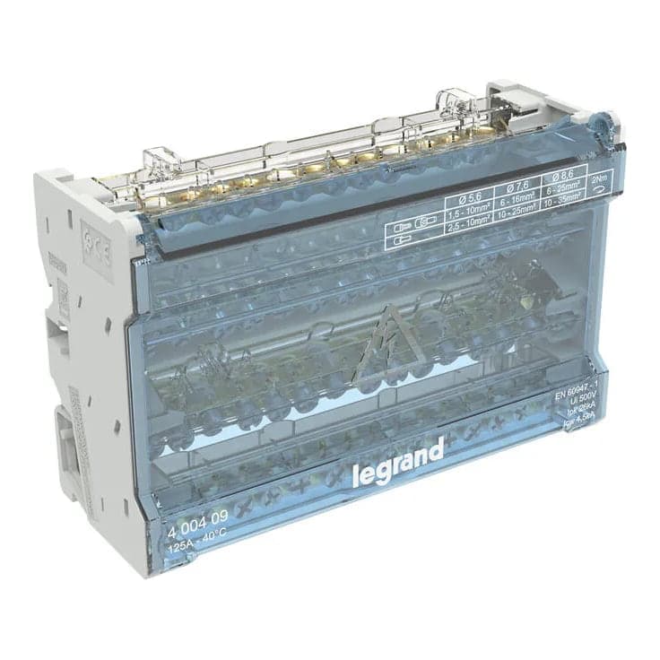 Repartidor de barras escalonadas LEGRAND 400409 · tetrapolar 125A, 8 módulos