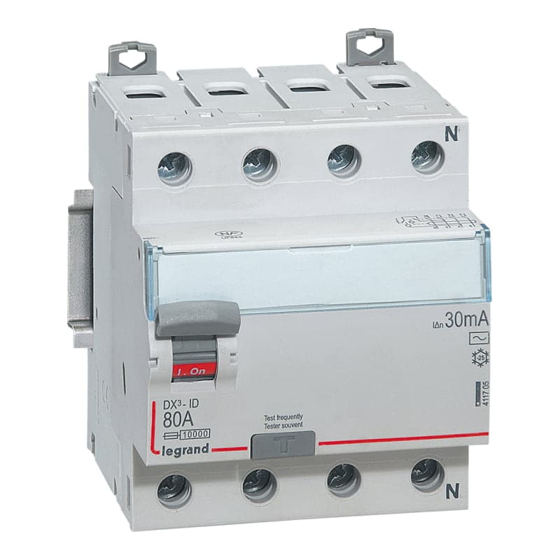 Interruptor diferencial LEGRAND 411705 · DX3, tipo AC 4x80A 30mA 400V