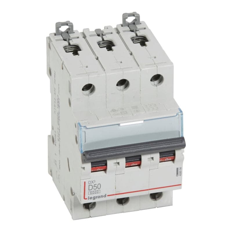 Interruptor termomagnético DIN LEGRAND 408094 · DX3 6000 D50, 3x50A, IEC 60947, 25kA/230VAC - 10kA/400VAC