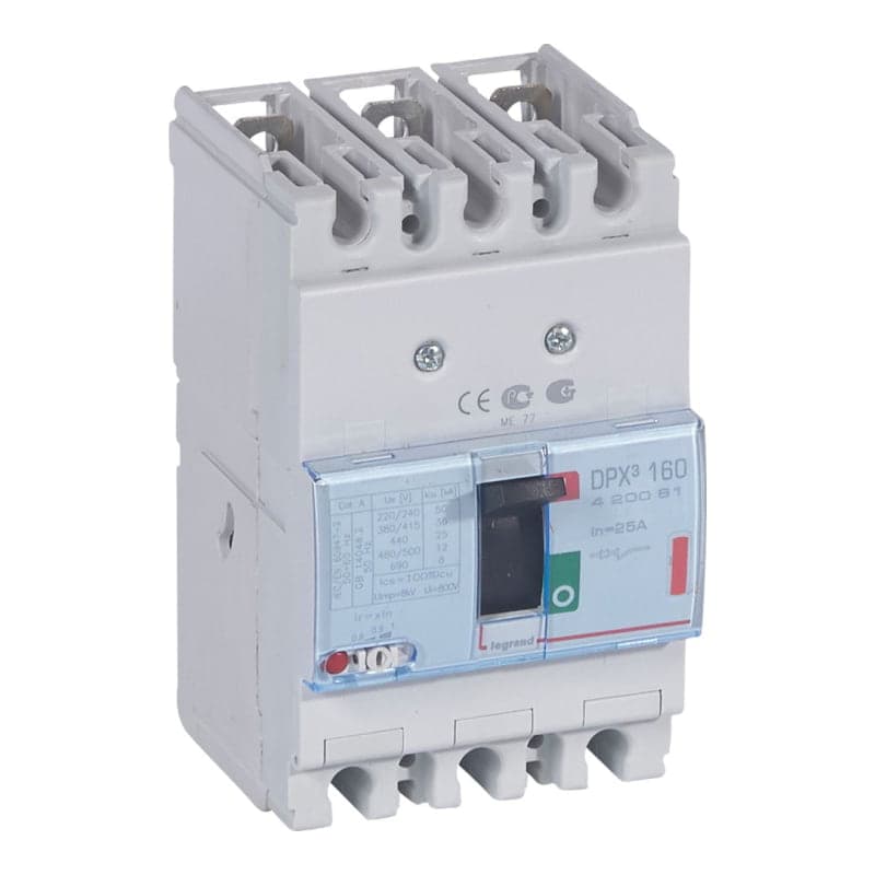 Interruptor termomagnético DPX³ LEGRAND 420081 · 160 3P, regulable de 20A a 25A. 36kA/380-415VAC