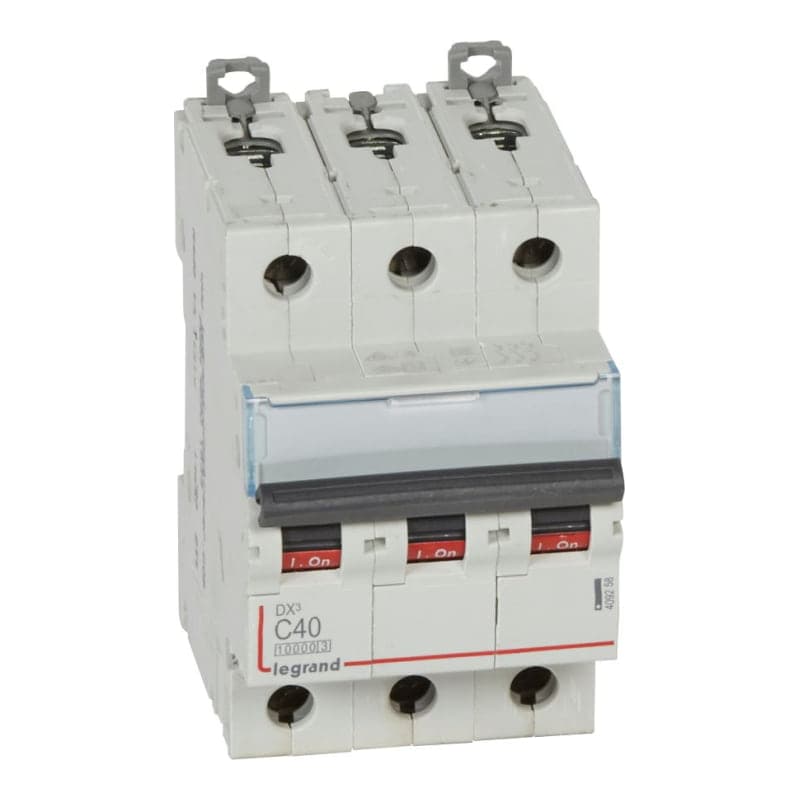 Interruptor termomagnético DIN LEGRAND 409258 · DX3 10000 C40, 3x40A, IEC 60947, 32kA/230VAC - 16kA/400VAC