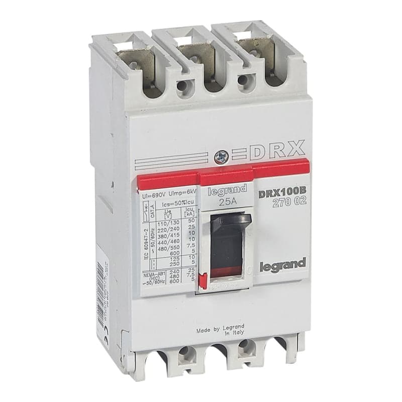 Interruptor termonagnetico fijo drx LEGRAND 027002 · 125 3P, 25A, 10kA 380/415VAC
