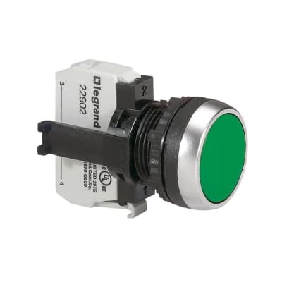 Pulsador rasante NO luminoso LEGRAND 023702 · verde - incluye contacto NA