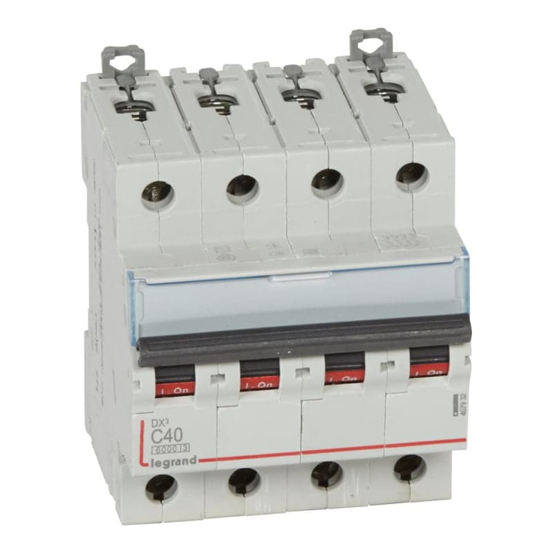 Interruptor termomagnético DIN LEGRAND 407932 · DX3 6000 C40, 4x40A, IEC 60947, 25kA/230VAC - 10kA/400VAC