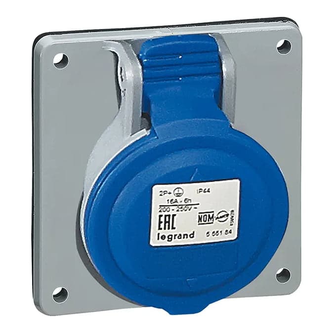 Toma de empotrar LEGRAND 555285 · 3P+T 32A 250VAC IP44 azul 9H P17