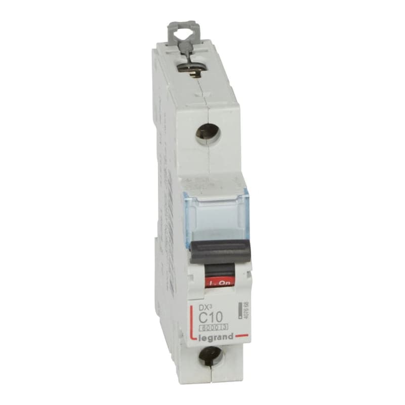 Interruptor termomagnético DIN LEGRAND 407668 · DX3 6000 C10, 1x10A, IEC 60947, 10kA/220VAC