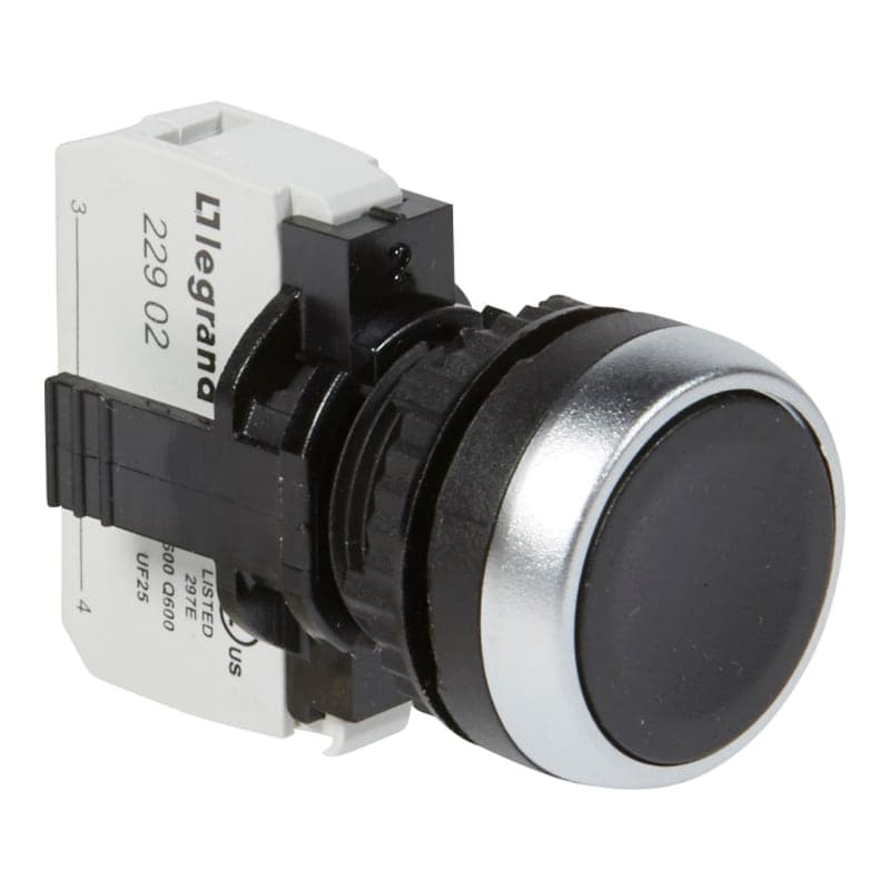 Pulsador rasante NO luminoso LEGRAND 023706 · negra - incluye contacto NA