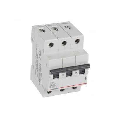 Interruptor termomagnético para riel DIN LEGRAND 419885 · RX3 C20 3x20A 10kA/230VAC