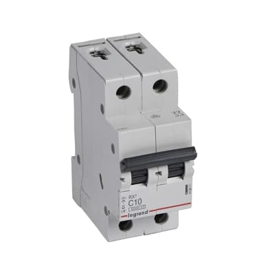 Interruptor termomagnético para riel DIN LEGRAND 419871 · RX3 C10 2x10A 10kA/230VAC