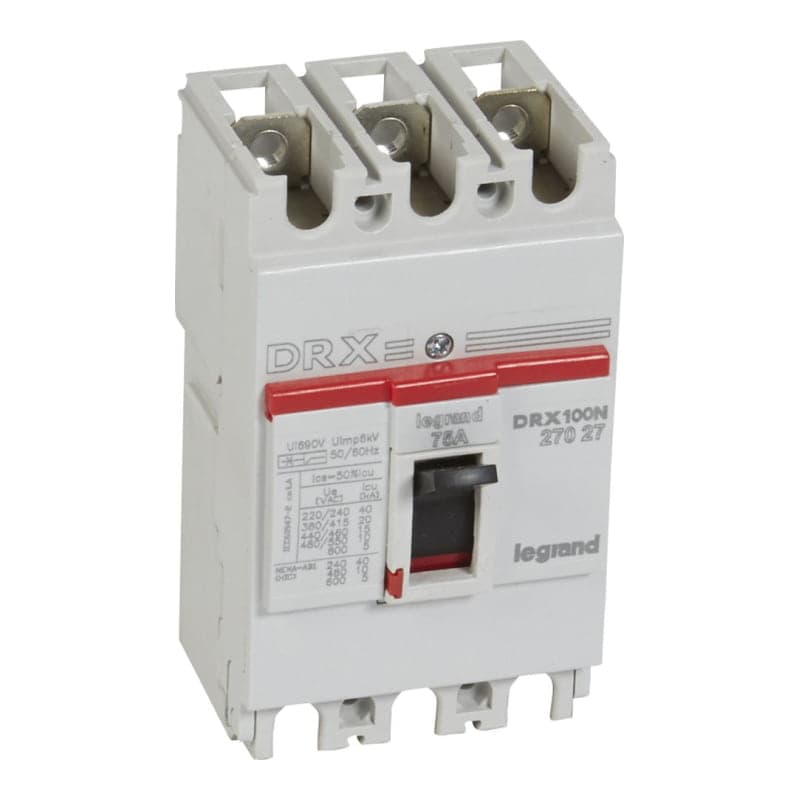Interruptor termomagnético fijo drx LEGRAND 027027 · 125 3P, 75A, 20kA 380/415VAC