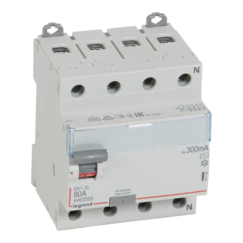 Interruptor diferencial LEGRAND 411725 · DX3 tipo AC 4x80A 300mA 230V