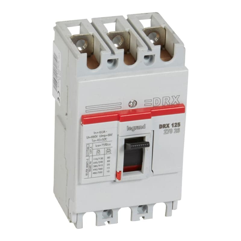 Interruptor termomagnético fijo drx LEGRAND 027026 · 125 3P, 60A, 20kA 380/415VAC