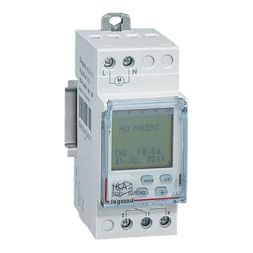 Interruptor horario LEGRAND 412631 · multifun. semanal 220VAC, 60Hz, 1SAL. 16A, 2MOD