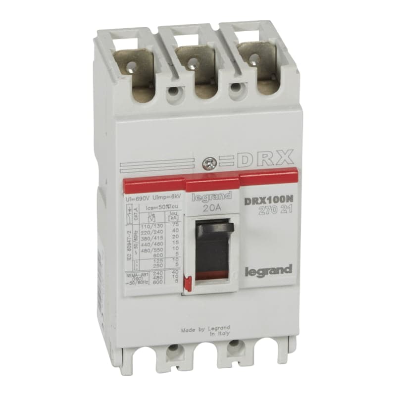 Interruptor termomagnético fijo drx LEGRAND 027021 · 125 3P, 20A, 20kA 380/415VAC