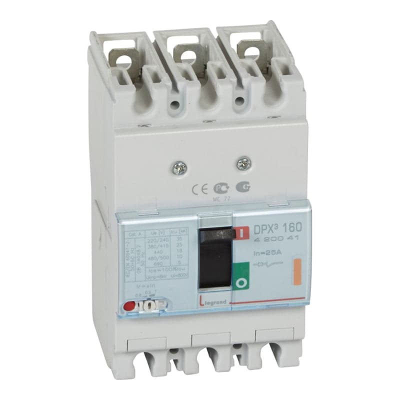 Interruptor termomagnético LEGRAND 420041 · DPX3 160 3P reg 20A A 25A 25kA/380-415VAC