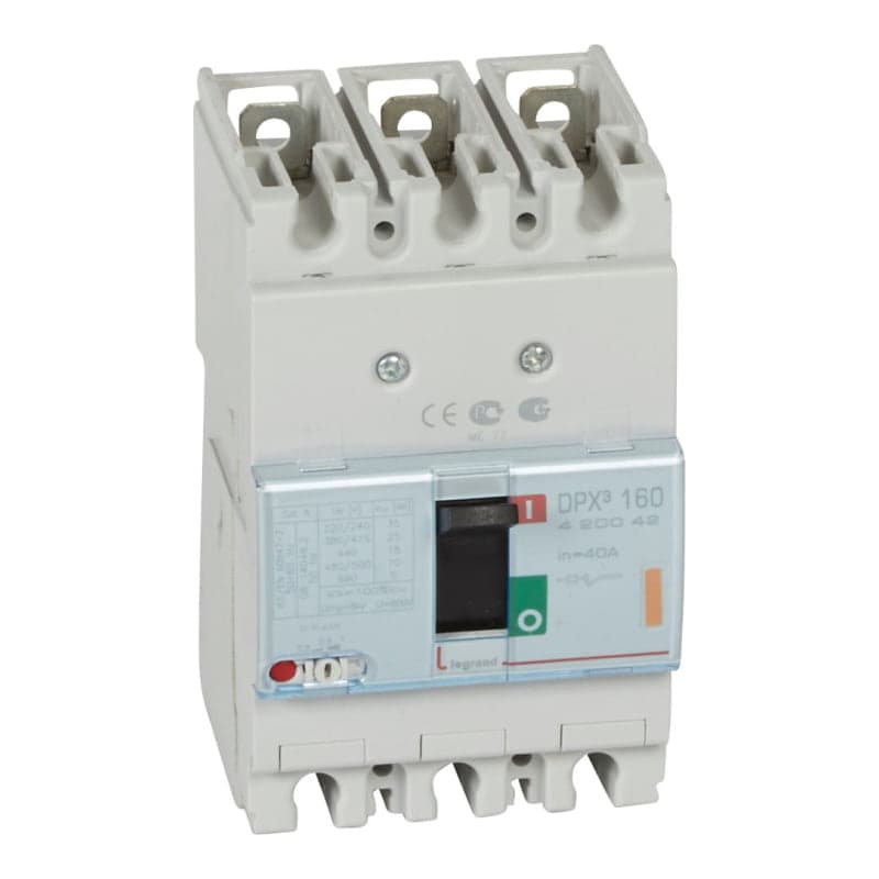 Interruptor termomagnético LEGRAND 420042 · DPX3 160 3P reg 32A-40A 25kA/380-415VAC