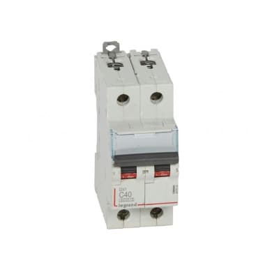 Interruptor termomagnético DIN LEGRAND 407804 · DX3 6000 C40, 2x40A, IEC 60947, 25kA/230VAC - 10kA/400VAC