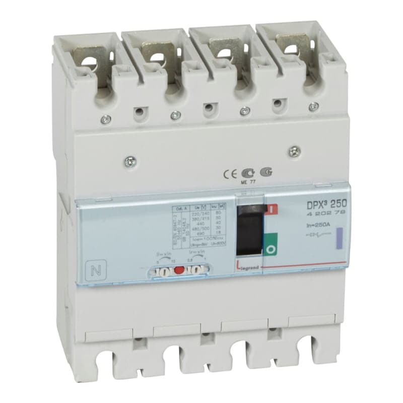 Interruptor termomagnético LEGRAND 420279 · DPX3 250 4P, reg de 200A a 250A. 50kA/380-415VAC