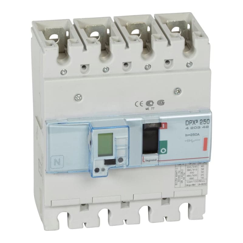 Interruptor electrónico LEGRAND 420349 · DPX3 250 4P LSI reg de 100A a 250A. 36kA - 380/415VAC