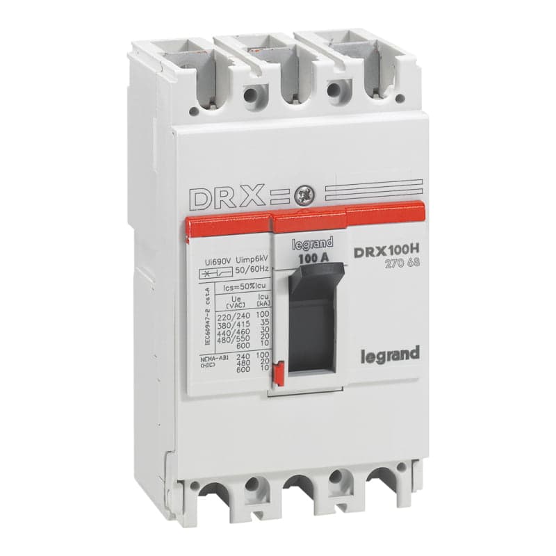 Interruptor termomagnético fijo drx LEGRAND 027068 · 125 3P, 100A, 36kA 380/415VAC