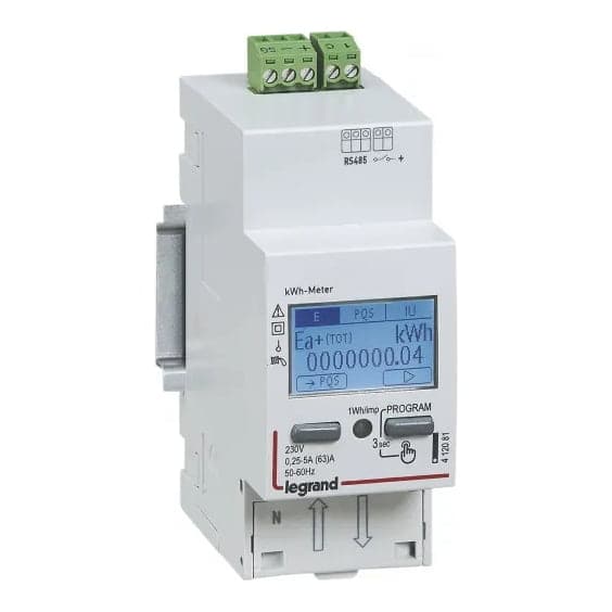 Contador monofásico de conexión LEGRAND 412083 · DIRECTA63A, 2 mod. con salida rs 485