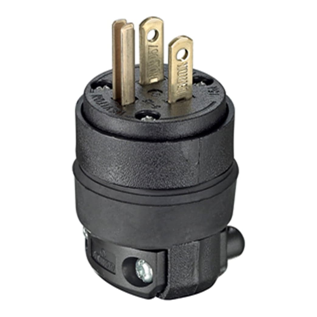 Enchufe LEVITON 515PR · 15A 125V L/T PVC-CAUCHO negro