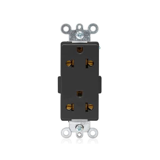 Toma doble empotrable decora universal LEVITON 5835-E · 2x15A L/T 250V O 16A L/T 250V negro