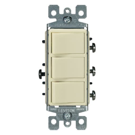 Interruptor triple decora LEVITON 1755-I · 15A 250V marfil