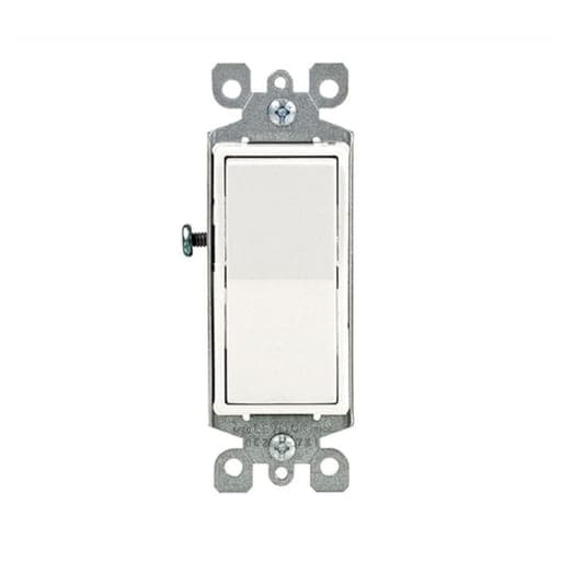 Interruptor unipolar simple decora LEVITON 5601-2W · 15A L/T 250V blanco