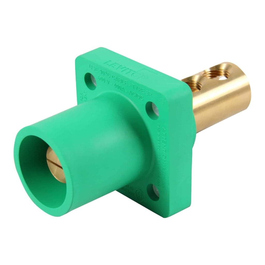 Enchufe empotrable LEVITON 16R21-G · (MALE) con 2 pernos 400A 600V T/CAM lock (CAM TYPE)